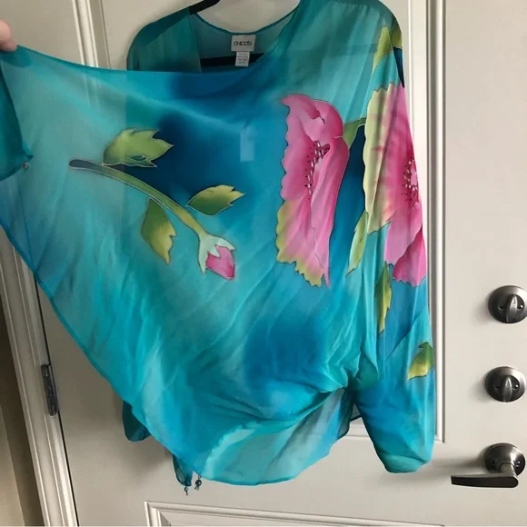 NWT Chico’s Women’s Silk Top Cover Kimono Size 3 (X-LARGE) - Picture 6 of 7